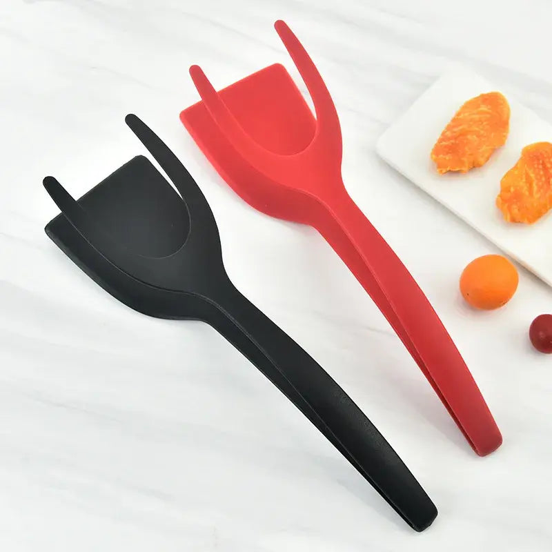 2 In 1 Nylon Grip, Non-Stick Tongs Spatula