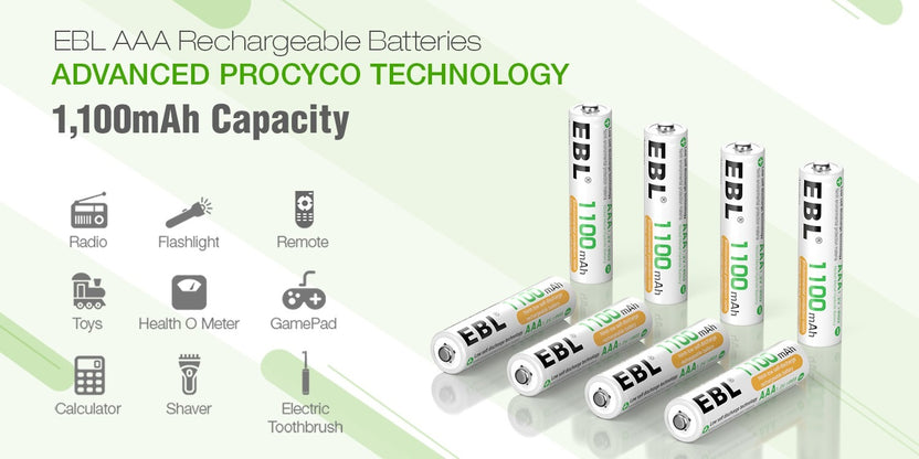 EBL AAA Rechargeable Ni-MH Batteries 1100mAh