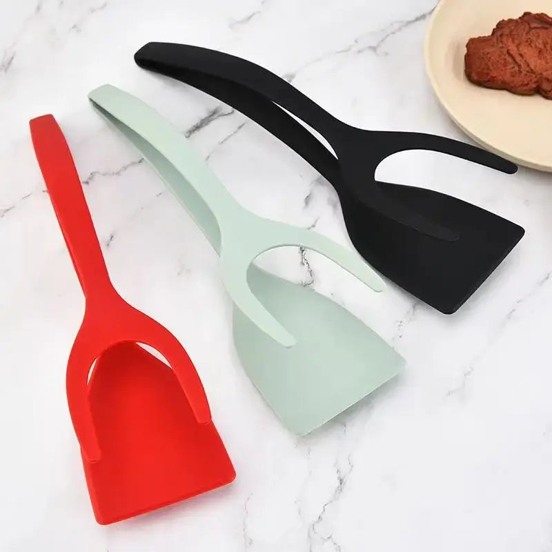 2 In 1 Nylon Grip, Non-Stick Tongs Spatula